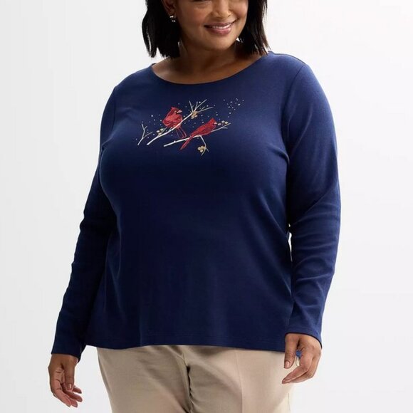 Croft & Barrow Holiday Cotton Tee 2X - Picture 1 of 6